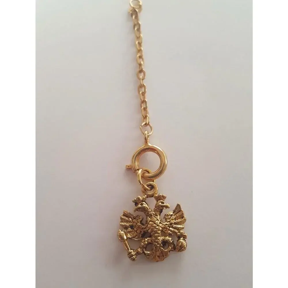 Joan Rivers Queen of Romania Double Headed Eagle Russian Egg Charm with extende